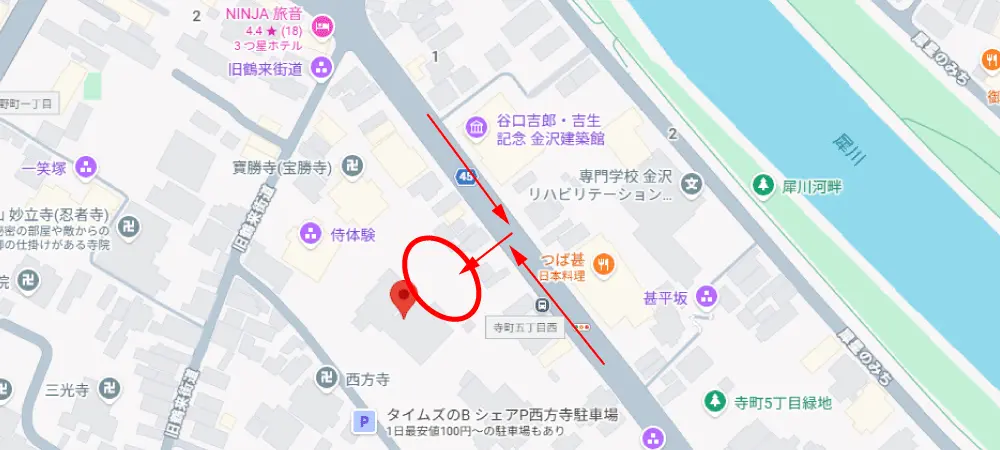 極楽寺駐車場の周辺地図